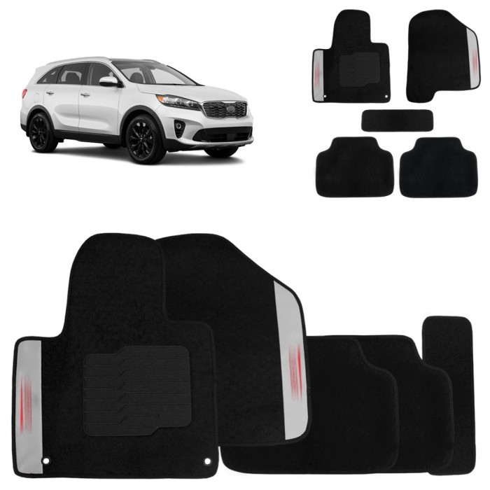 Jogo de Tapete Carpete Sorento 2014 a 2020 Preto 5 Peças