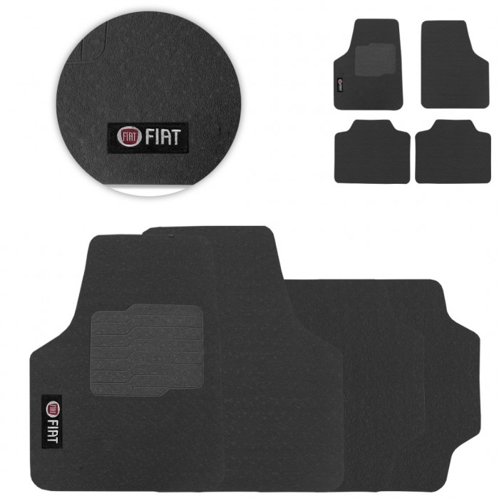 Tapete de Borracha Universal Fiat Preto PVC 4 Peças