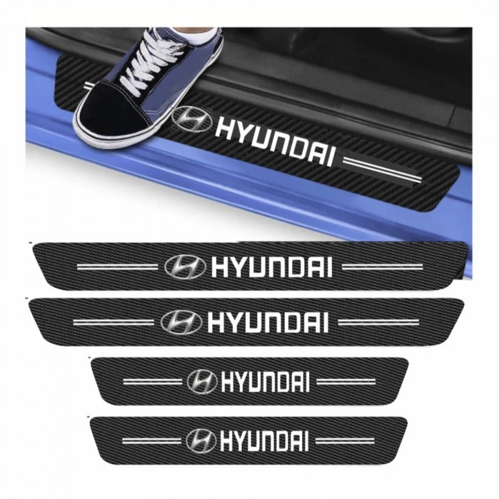 Kit com 4 Peças de Adesivos para Soleira de Porta Hyundai Kit com 4 Peças de Adesivos para Soleira de Porta Hyundai