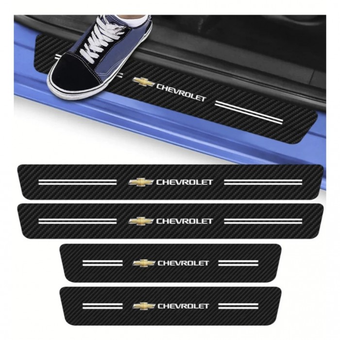 Kit com 4 Peças de Adesivos para Soleira de Porta Chevrolet Kit com 4 Peças de Adesivos para Soleira de Porta Chevrolet