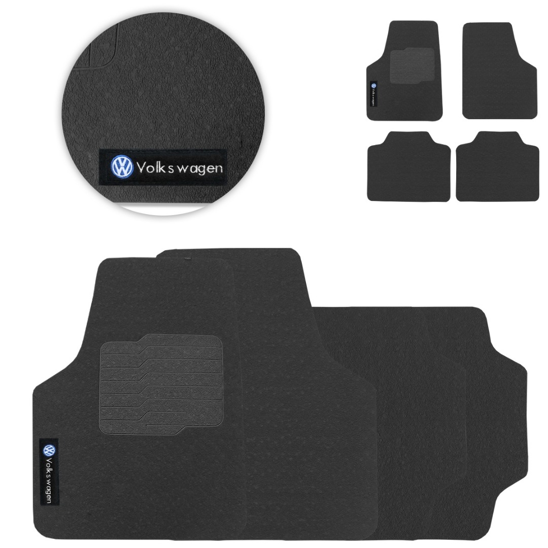 Tapete de Borracha Universal Volkswagen Preto PVC 4 Peças