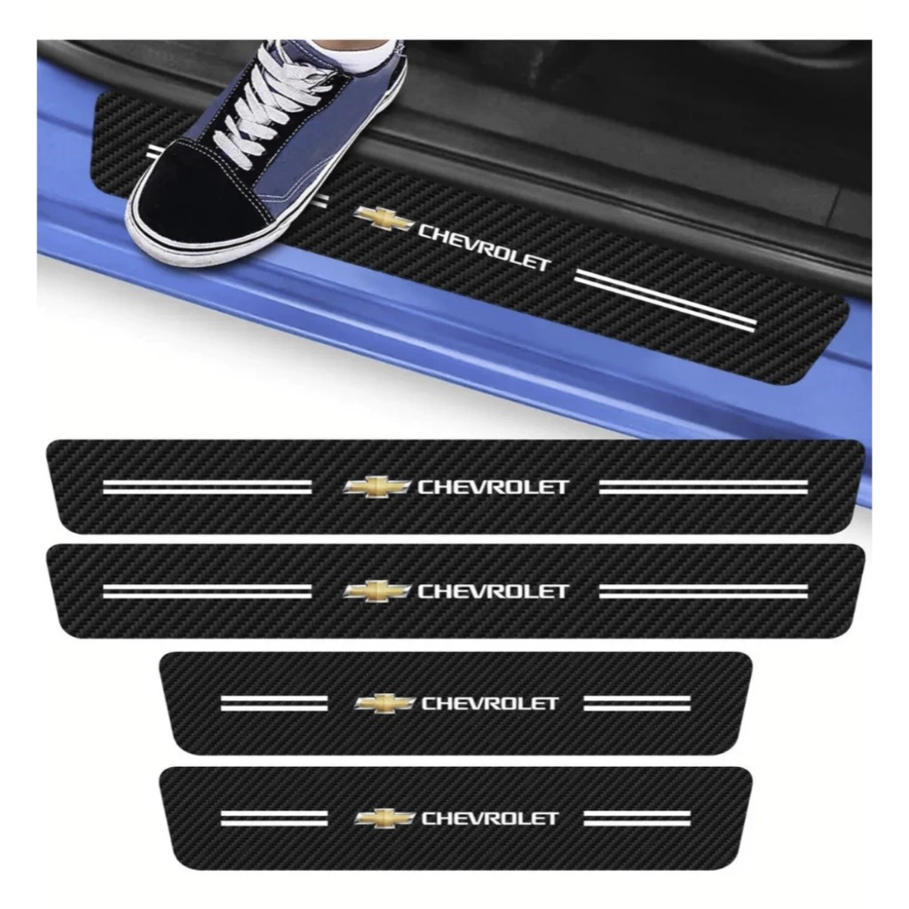 Kit com 4 Peças de Adesivos para Soleira de Porta Chevrolet