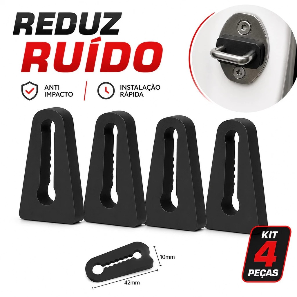 Kit de 4 peças Amortecedor de Fechadura Borracha Preta